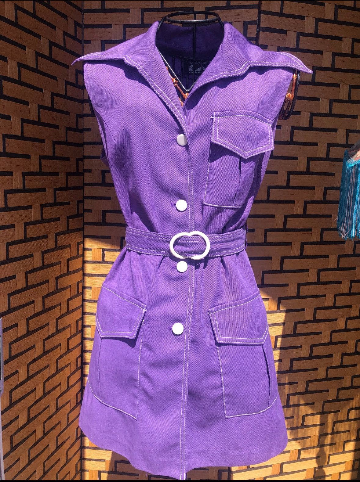 Vintage 60s/70s vintage mini mod belted dress Size XS / US 0-2 / IT 36-38 - 1 Thumbnail