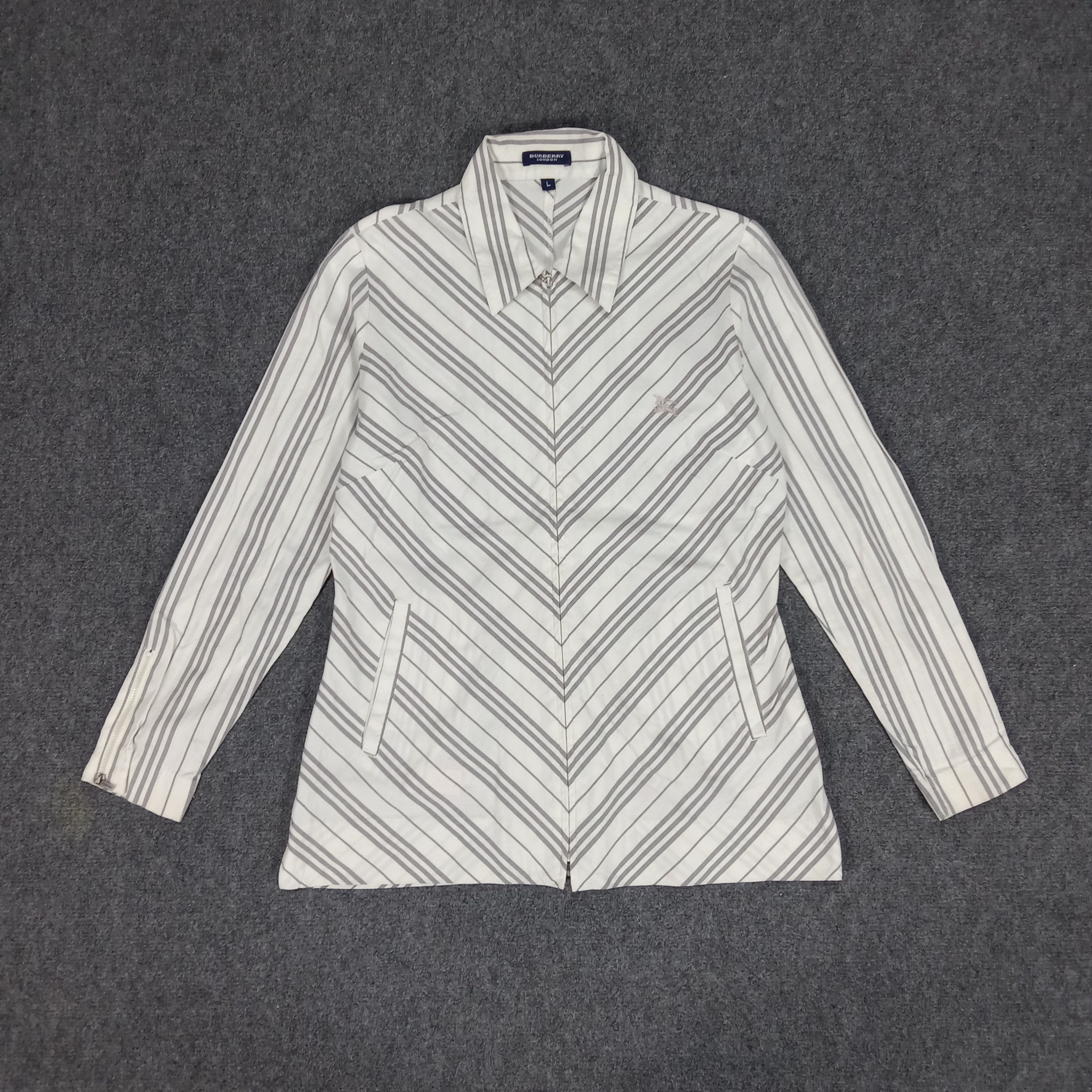 Burberry × Vintage Burberry London Designer Brand Stripes Shirt Jacket Size XS / US 0-2 / IT 36-38 - 1 Thumbnail