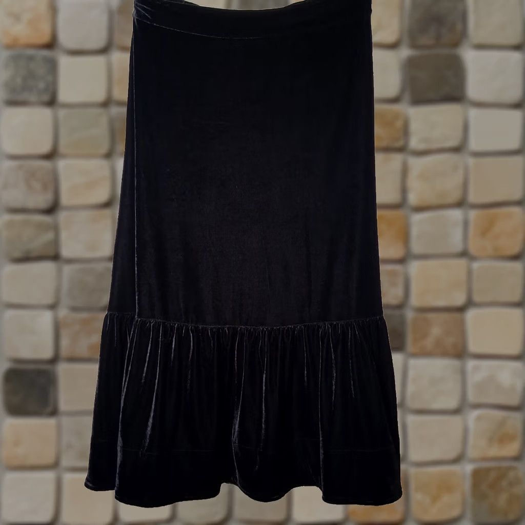 Soft Surroundings Soft Surroundings Skirt Large Long Black Velour Riffle Whimsigoth Dark Fairy Size 36" / US 14 / IT 50 - 1 Thumbnail