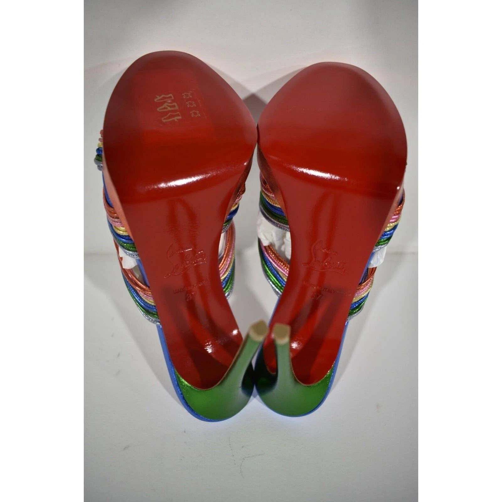 Christian Louboutin Multitaski Alta 120 Multicolor Backless Sandal Heel Pump 37 Size US 7 / IT 37 - 12 Thumbnail