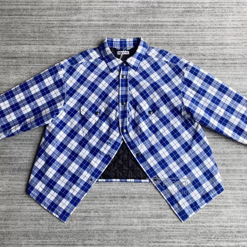 Balenciaga Balenciaga White and Blue Plaid Checkered Shirt Jacket Size XXS / US 00 / IT 34 - 2 Thumbnail