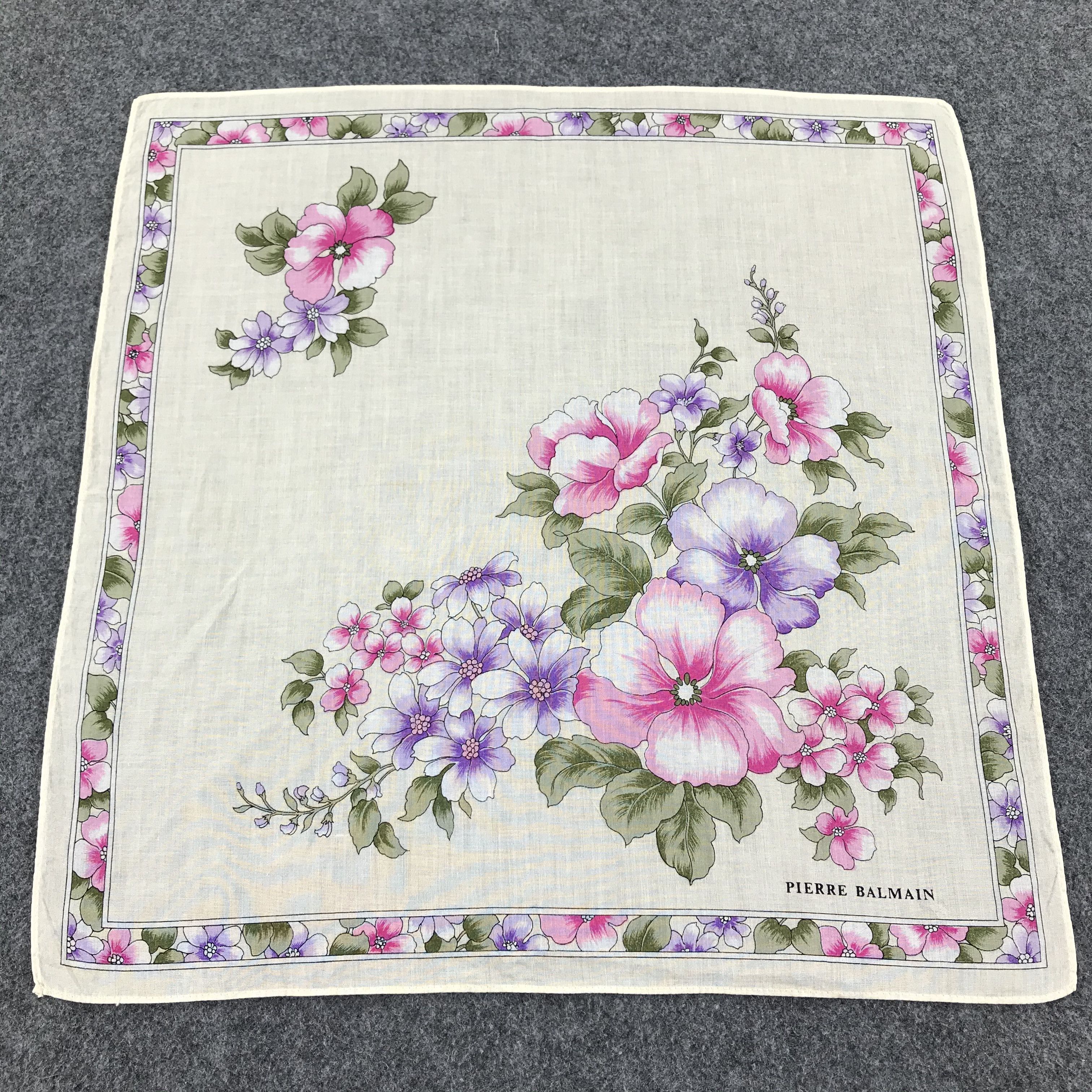 Pierre Balmain Pierre Balmain Floral Handkerchief Neckerchief Bandana H406 Size ONE SIZE - 3 Thumbnail