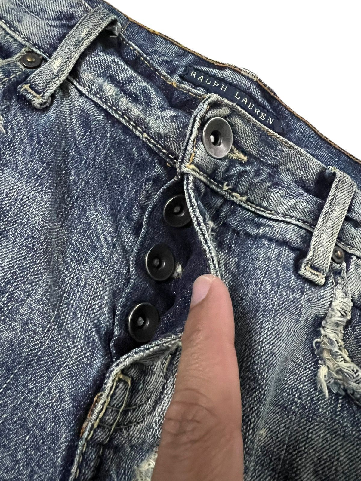 If Six Was Nine Distressed Ralph Lauren Dungarees Low Rise Sick Jean Size US 30 / EU 46 - 10 Thumbnail