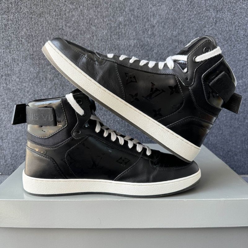 Louis Vuitton Louis Vuitton Rivoli Black Leather High-Top Sneakers - Size US 9.5 / EU 42-43 - 7 Thumbnail