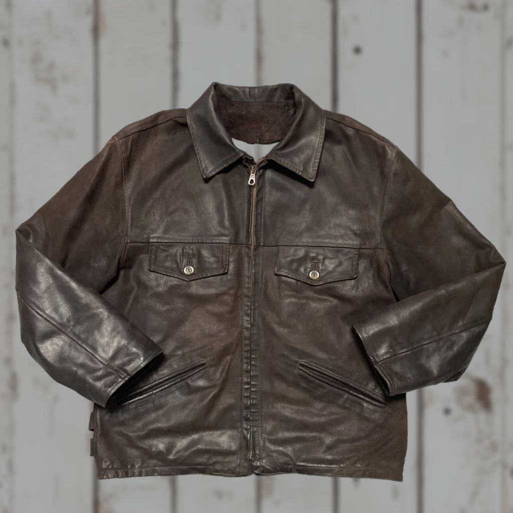 Vintage Vintage Vera Pelle Brown Leather Buckle Back Cinch Jacket S Italy Leather Motorcycle Jacket 90s 80s Unbranded Unisex Mens Womens Bags Attachments Size US S / EU 44-46 / 1 - 1 Thumbnail