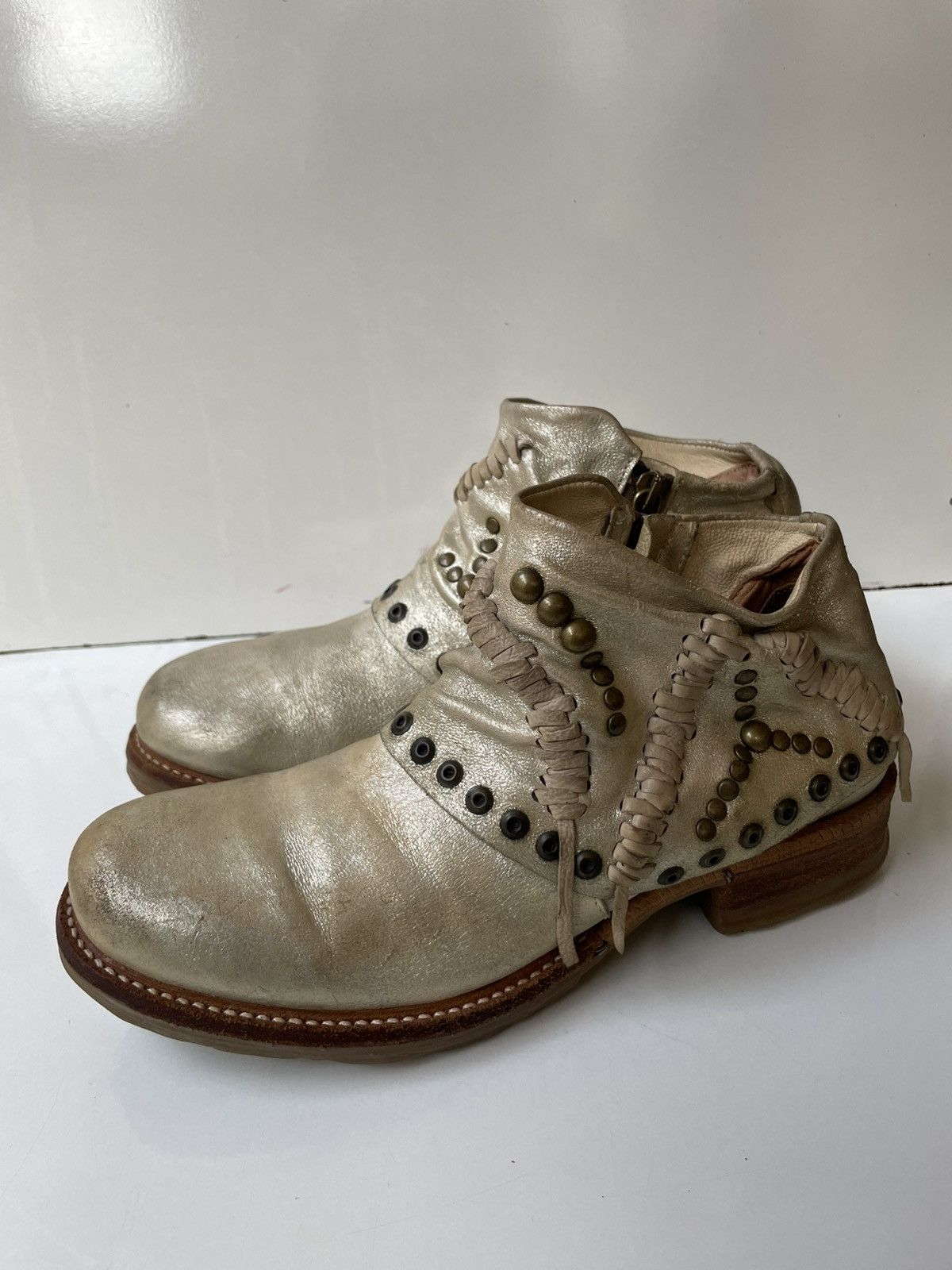 A.S.98 A.S.98 Leather Biker Ankle Boots EUR 37 US 6.5-7 / UK 4 Size US 6.5 / IT 36.5 - 4 Thumbnail