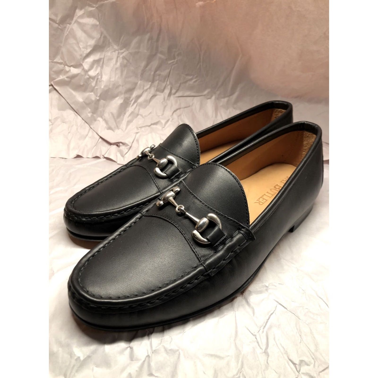 Vintage VINTAGE? No — Jay Butler Leather Horsebit Slip On Loafers Dress Shoes Men 12 Black Leather Dress Shoes Horsebit Loafer Mens Leather Slip On Shoes Size US 12 / EU 45 - 3 Thumbnail