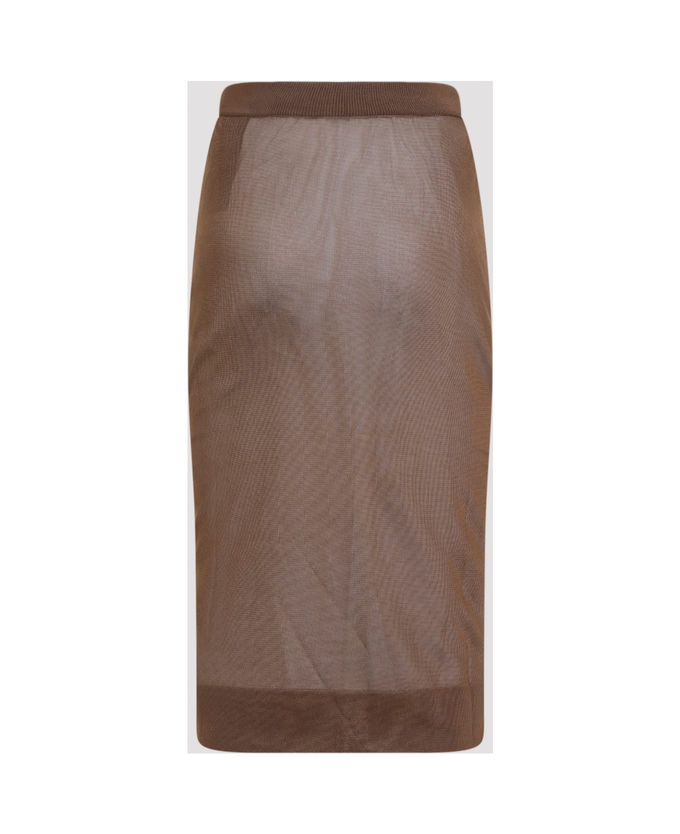 Saint Laurent Paris o1bcso1str0426 Viscose Midi Skirt in Brown Size 26" / US 2 / IT 38 - 2 Thumbnail