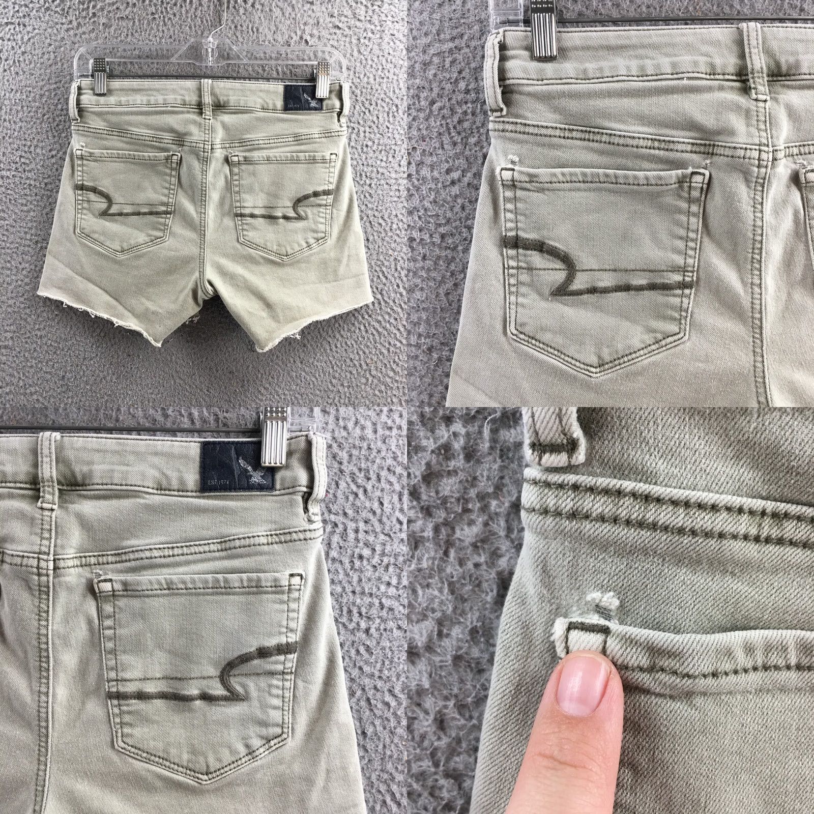 American Eagle Outfitters American Eagle Outfitters Cut-Off Shorts Womens 4 Green Gray Low Rise Stretch Denim Shorts Womens 4 Green Gray Stretch Vintage: No Size 27" / US 4 / IT 40 - 9 Thumbnail