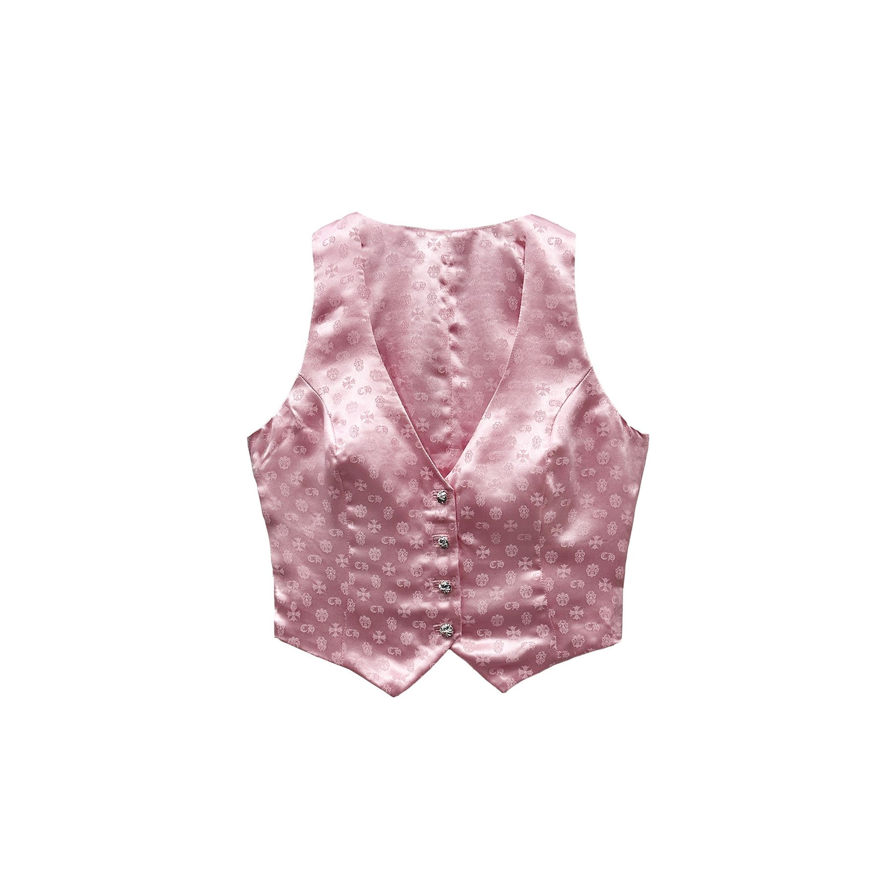 Chrome Hearts Cross Logo Pink Silk Vest