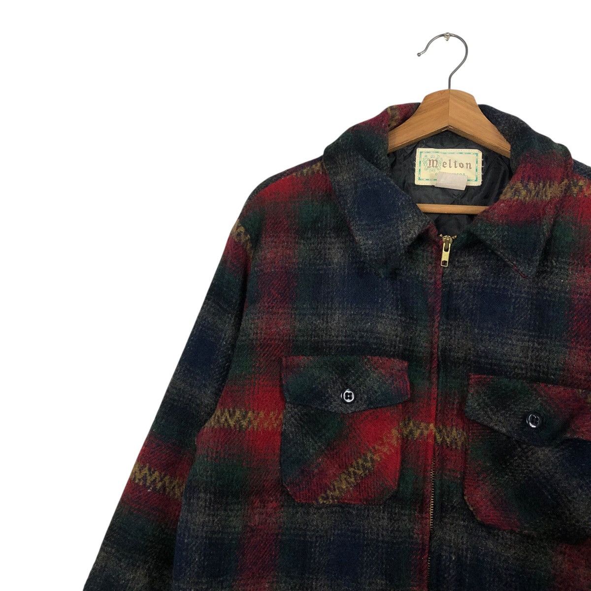 Vintage 📌Vintage Wool Work Jacket Melton Outer Wear Tartan Design Size US L / EU 52-54 / 3 - 8 Thumbnail