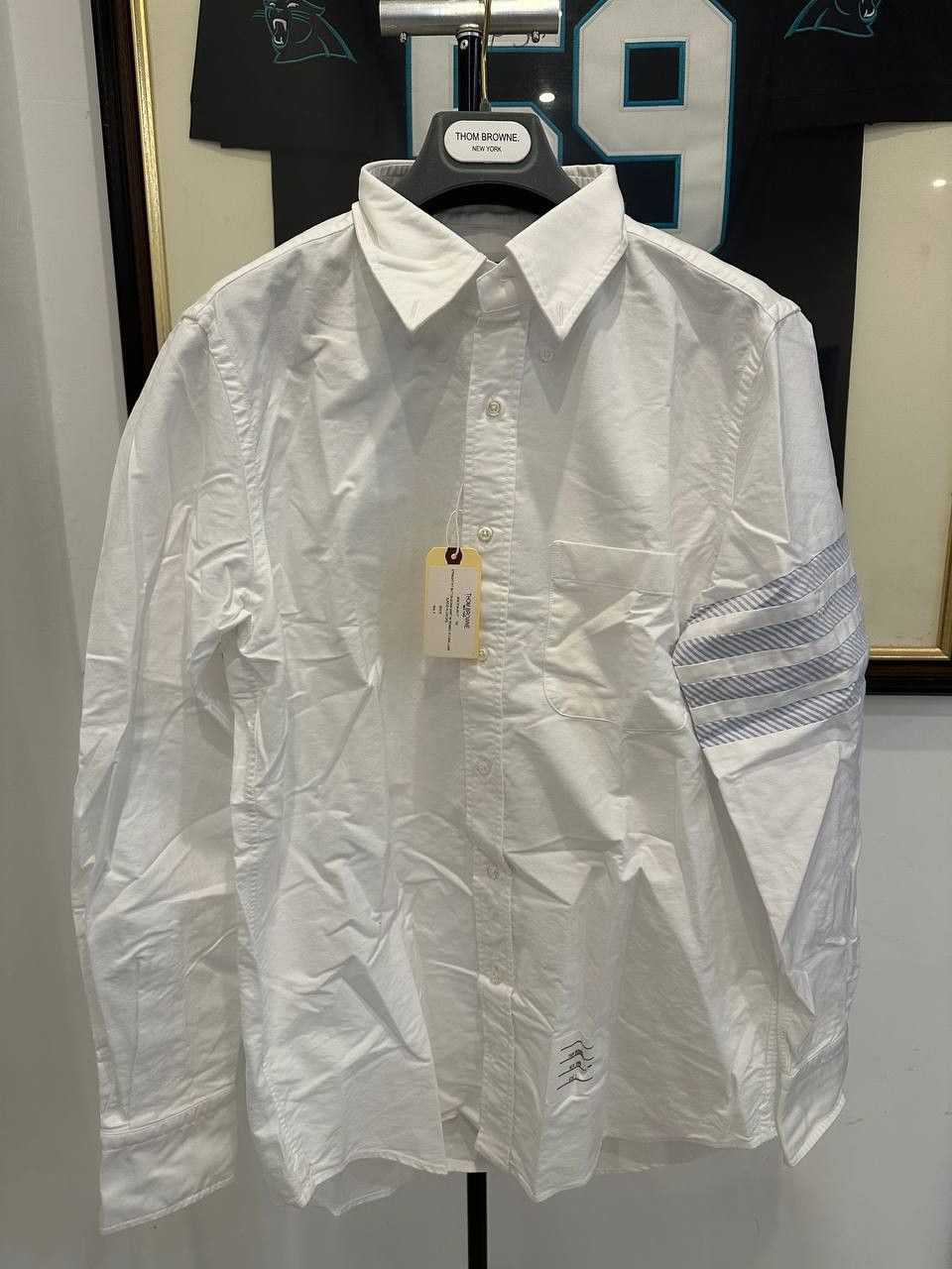 image of Thom Browne Straight Fit Shirt With 4-Bar Long Sleeve in White, Men's (Size Medium)
