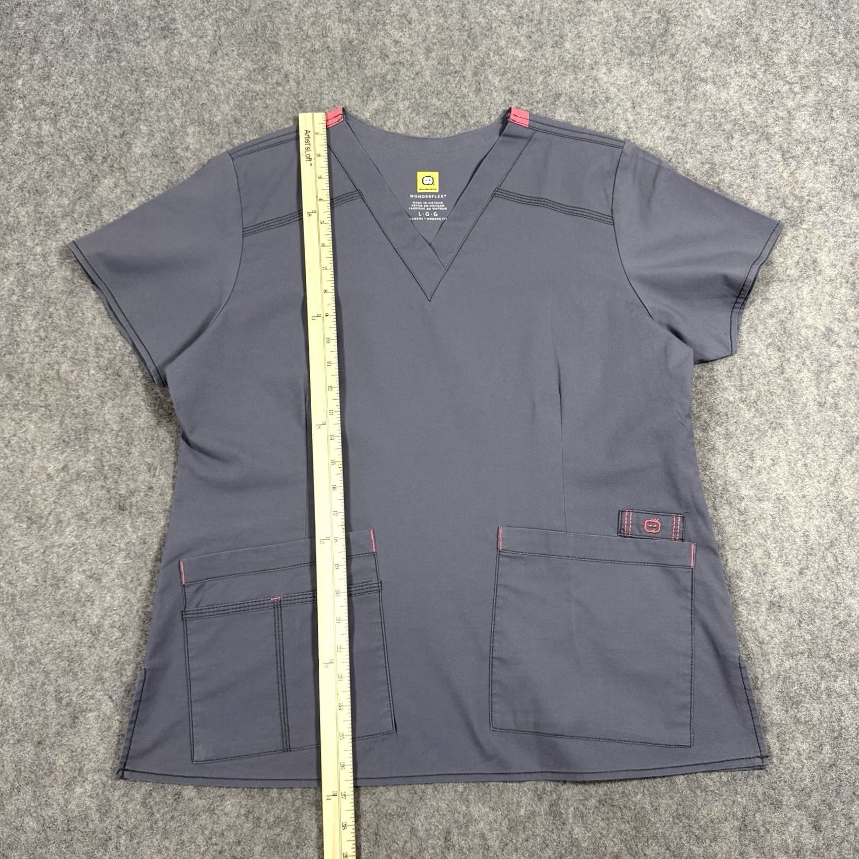 Vintage WonderFlex Scrubs Top V-Neck Short Sleeve Women’s Size L Purple Size L / US 10 / IT 46 - 5 Thumbnail