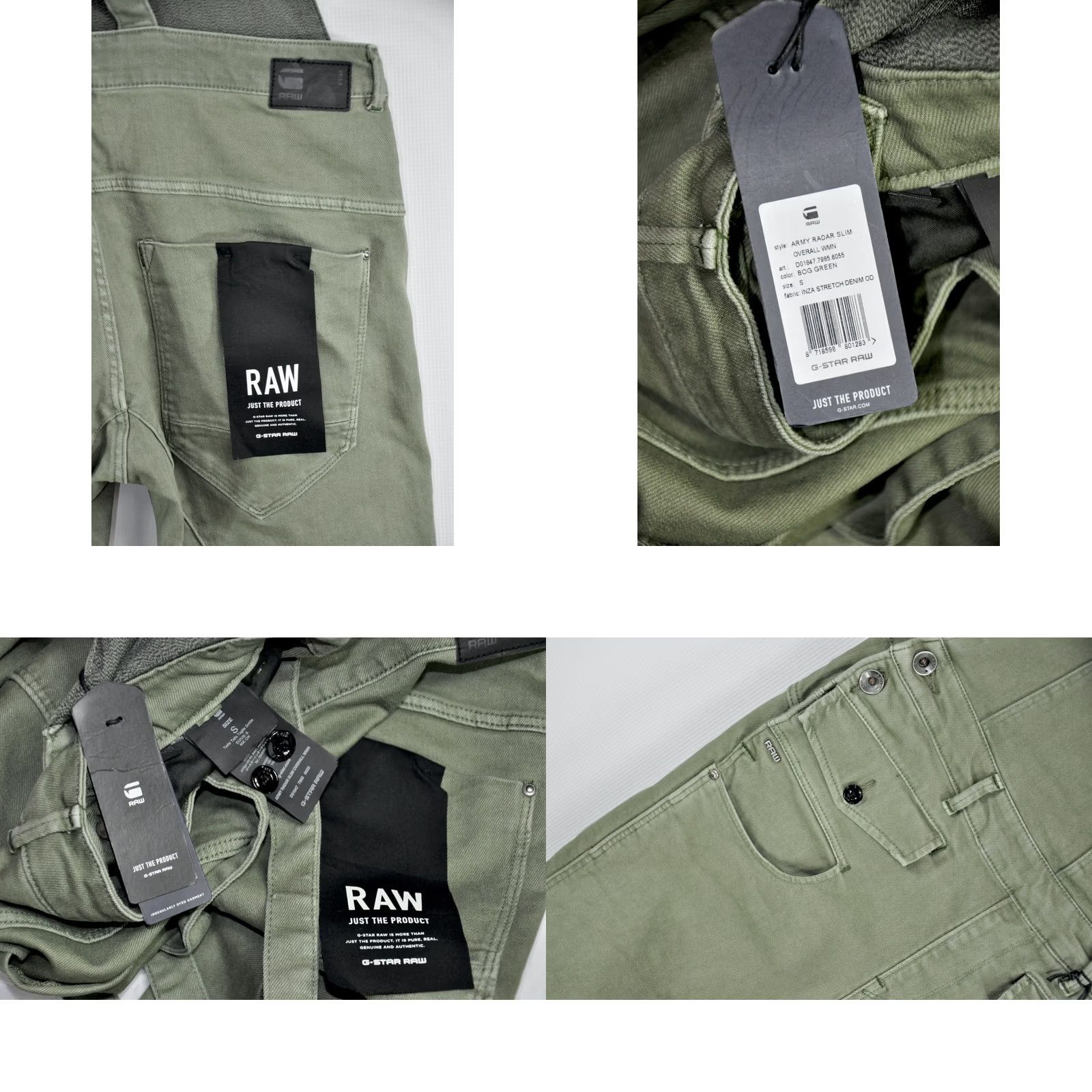 G-Star G-Star Army Radar Slim Overall Pants Bog Green Women's S Slim Overall Pants Green 98% Cotton 2% Elastane Women’s Size S Size 28" / US 6 / IT 42 - 8 Thumbnail
