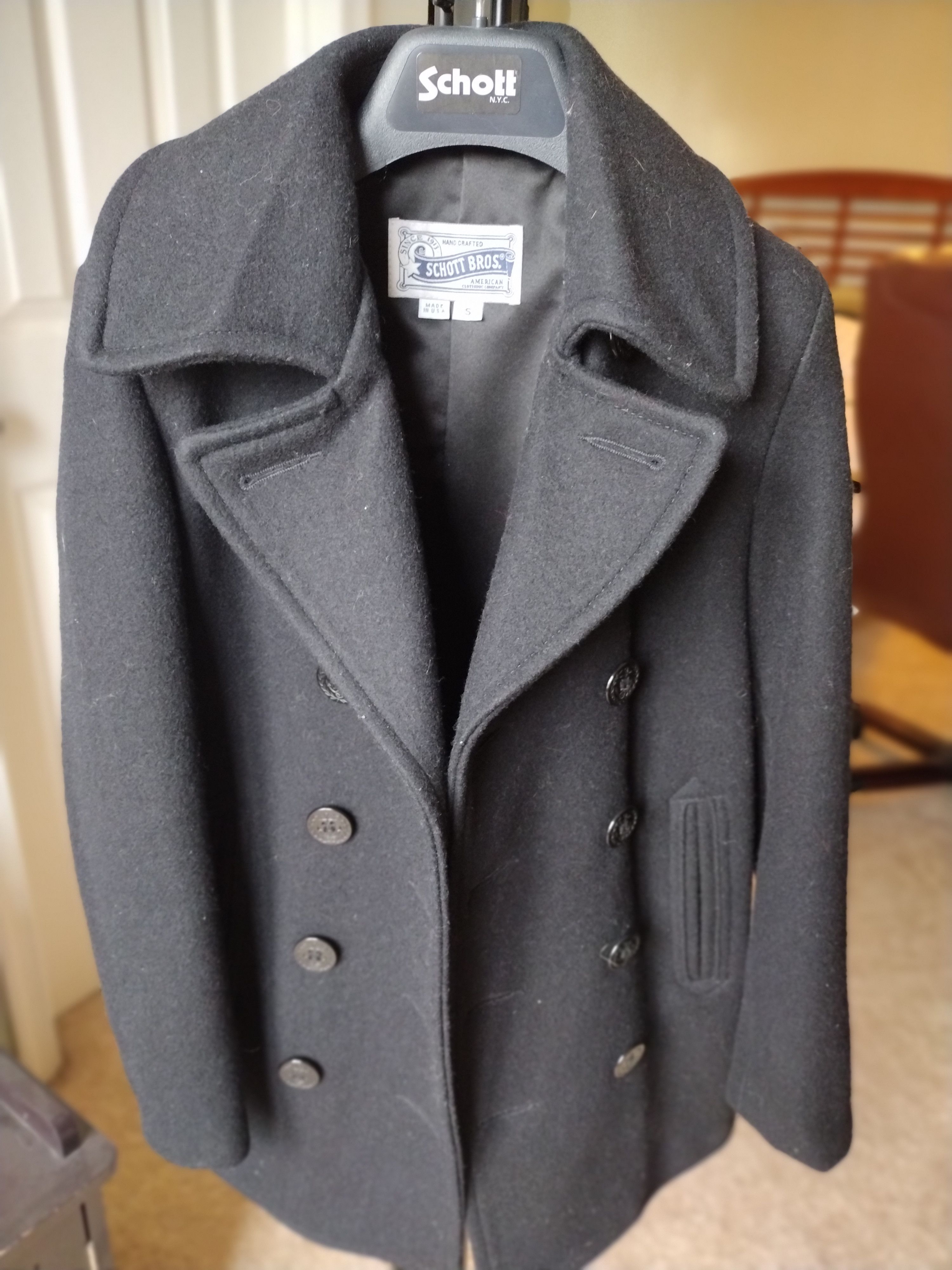 Schott Schott NYC 754W Wool Blend Peacoat Navy Size Small (S) Size S / US 4 / IT 40 - 6 Thumbnail