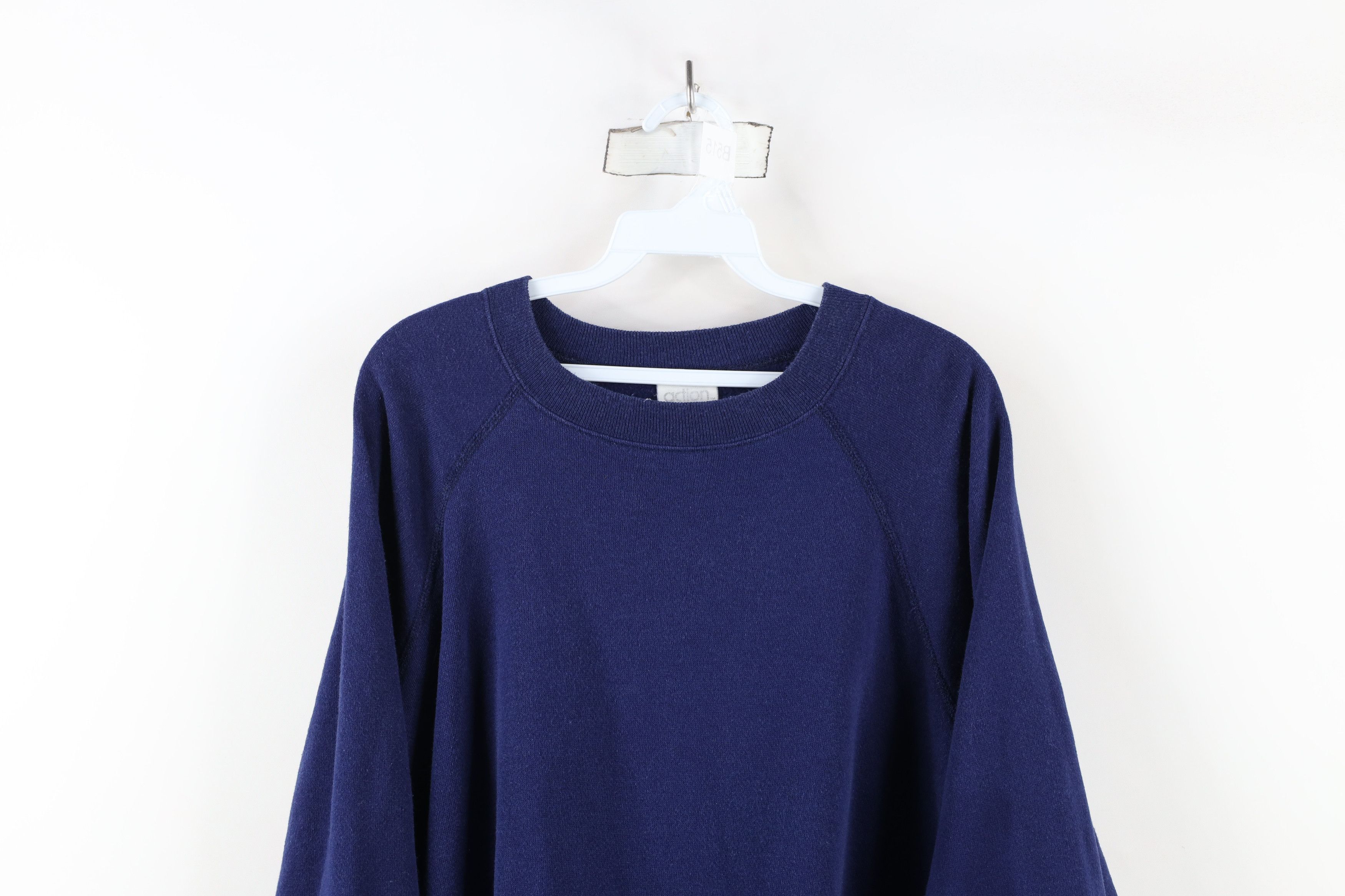 Vintage Vintage 70s 80s Streetwear Blank Raglan Sweatshirt Blue USA Size US XXL / EU 58 / 5 - 2 Thumbnail