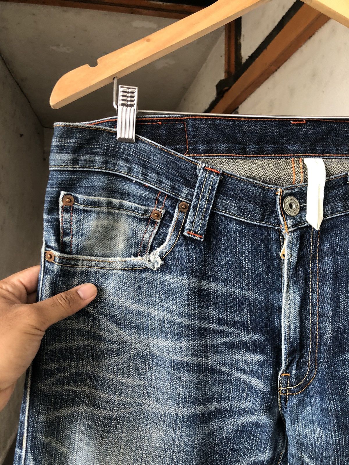 Levi's Vintage Levis 505 Flare Straight Cut Distressed Jeans Size US 34 / EU 50 - 8 Thumbnail