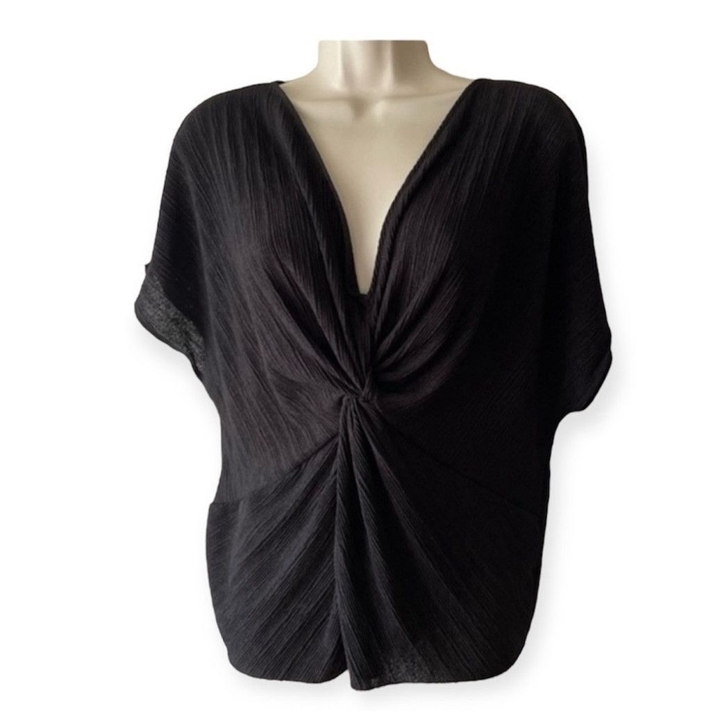 Zara Zara Women's Black Twisted V-Neck Blouse Size Medium Size M / US 6-8 / IT 42-44 - 2 Thumbnail