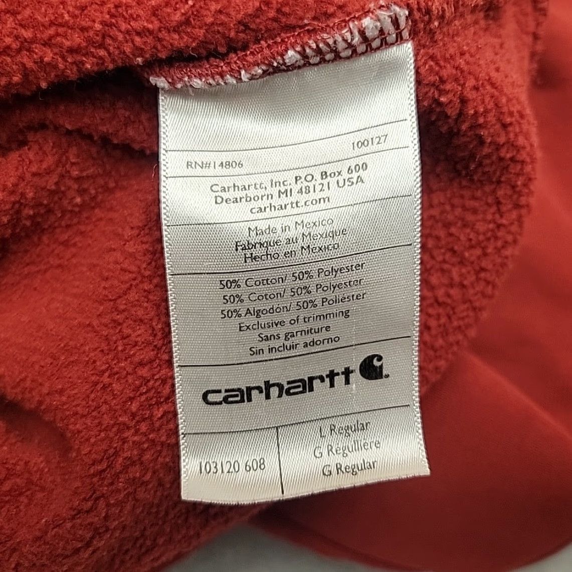 Carhartt Carhartt Hoodie Mens L Red Original Fit Hooded Sweatshirt Spellout Sleeve Work Size US L / EU 52-54 / 3 - 6 Thumbnail