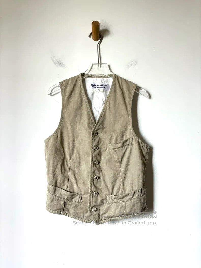 Comme Des Garcons Khaki blazer waistcoat with patchwork de