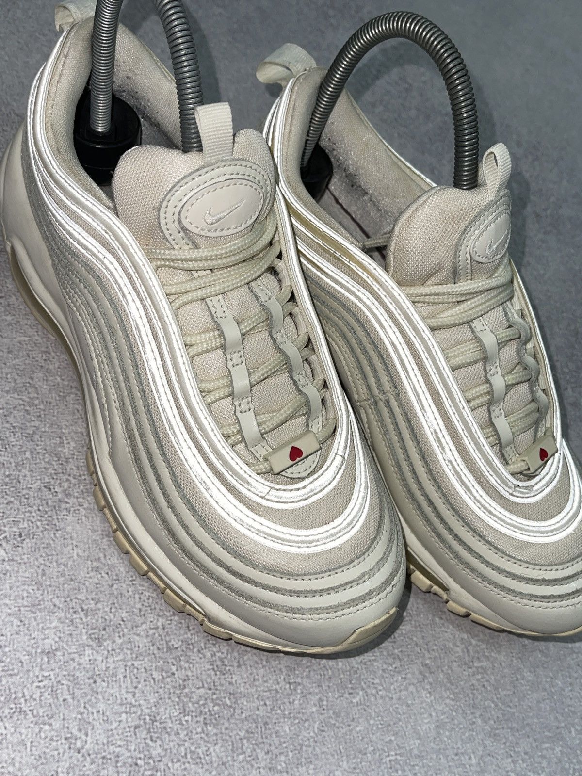 Nike Women Nike Air Max 97 Triple White Sneakers Love Heart Size US 7 / IT 37 - 10 Thumbnail