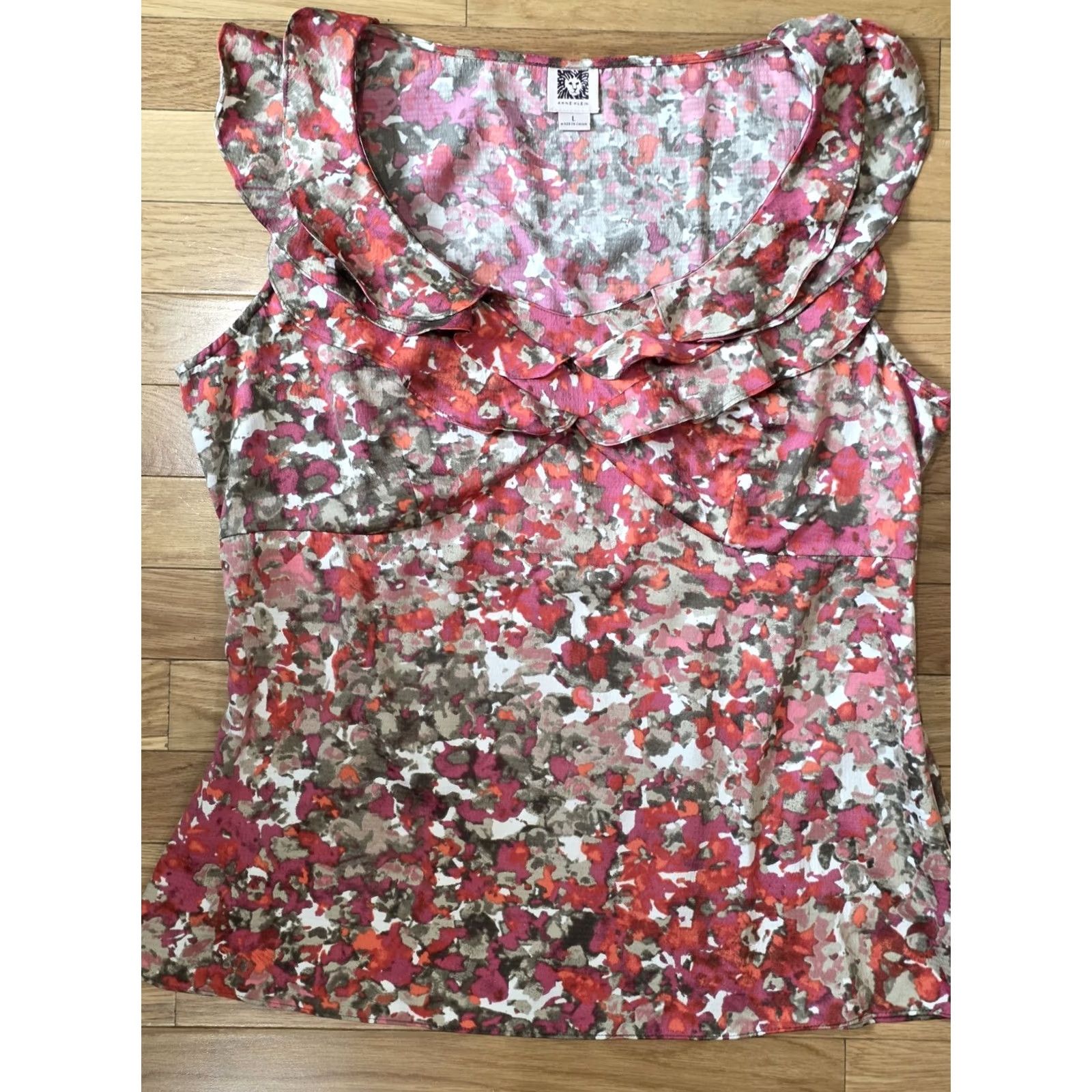 Anne Klein Anne Klein Blouse Top Red L Ruffled Sleeves Women Regular Size L / US 10 / IT 46 - 5 Thumbnail