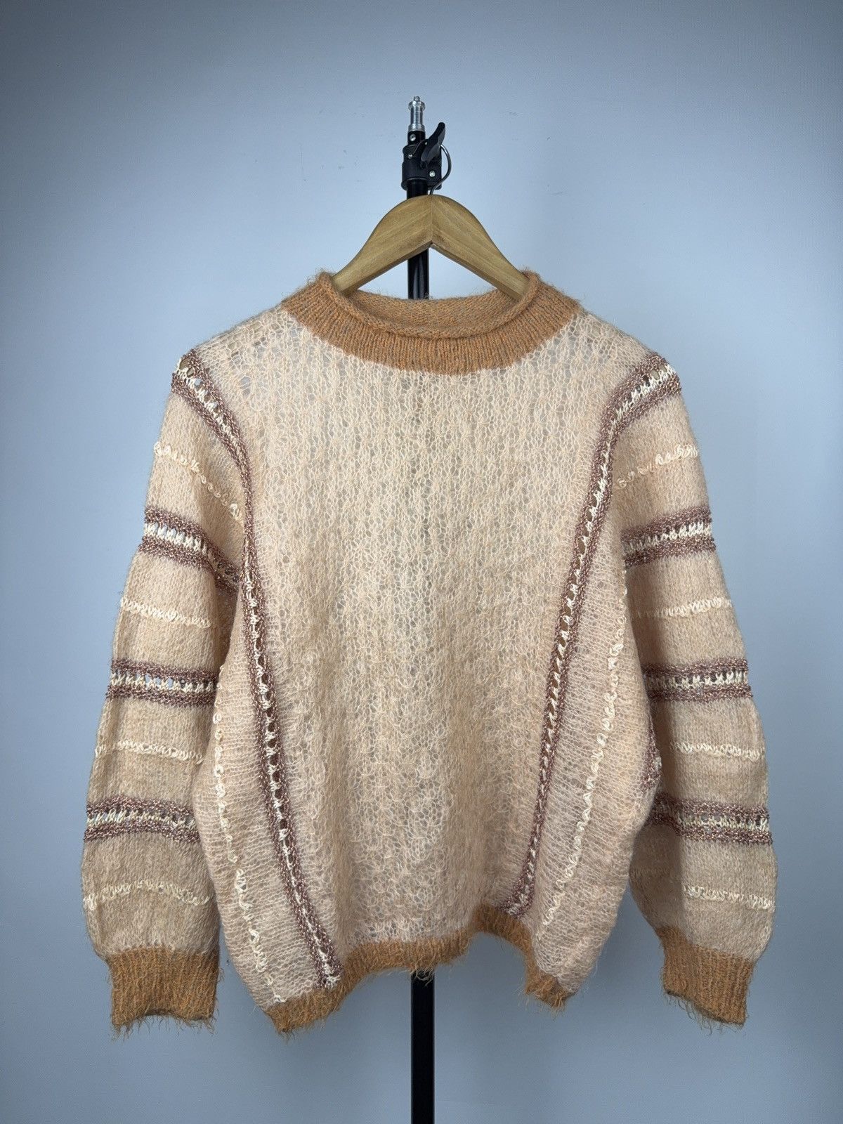 Japanese Brand Vintage Avant Garde Mohair Knit Sweater Sheer Panel Design Size M / US 6-8 / IT 42-44 - 1 Thumbnail
