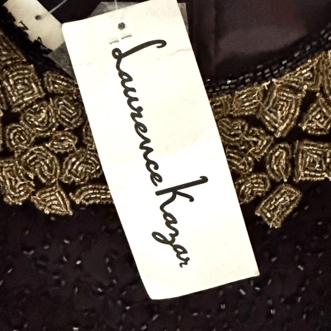 Vintage Laurence Kazar Beaded Crop Top Vintage Womens XL Black NWT Crop Top Beaded Long Sleeve Crew Neck 6912 Size XL / US 12-14 / IT 48-50 - 7 Thumbnail