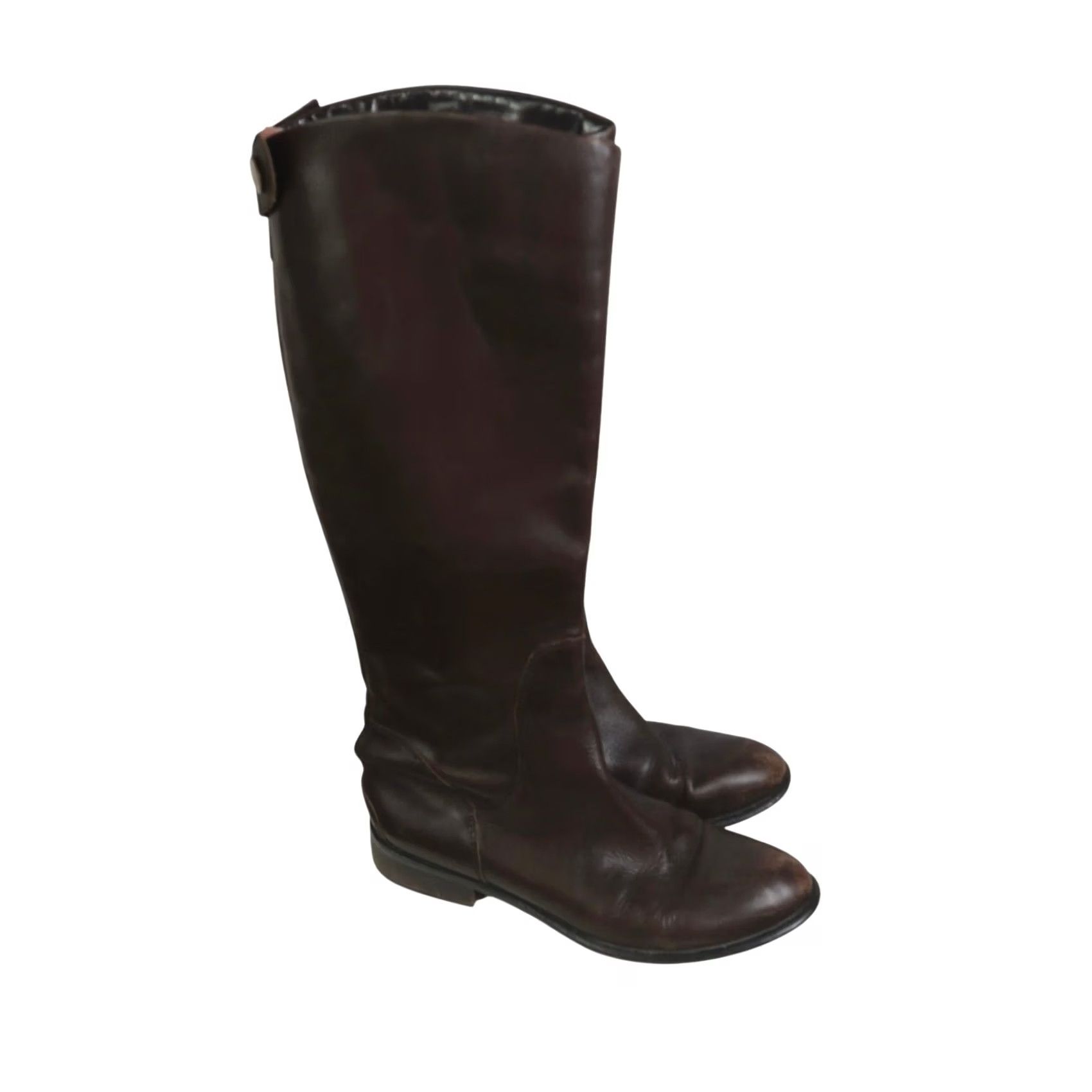 Franco Sarto Franco Sarto Rider Boots Knee High Leather Brown 8 Women Riding Boot Zip 1" heel 17" height 15" calf Southwestern Casual Fall Winter Spring Size US 8 / IT 38 - 2 Thumbnail