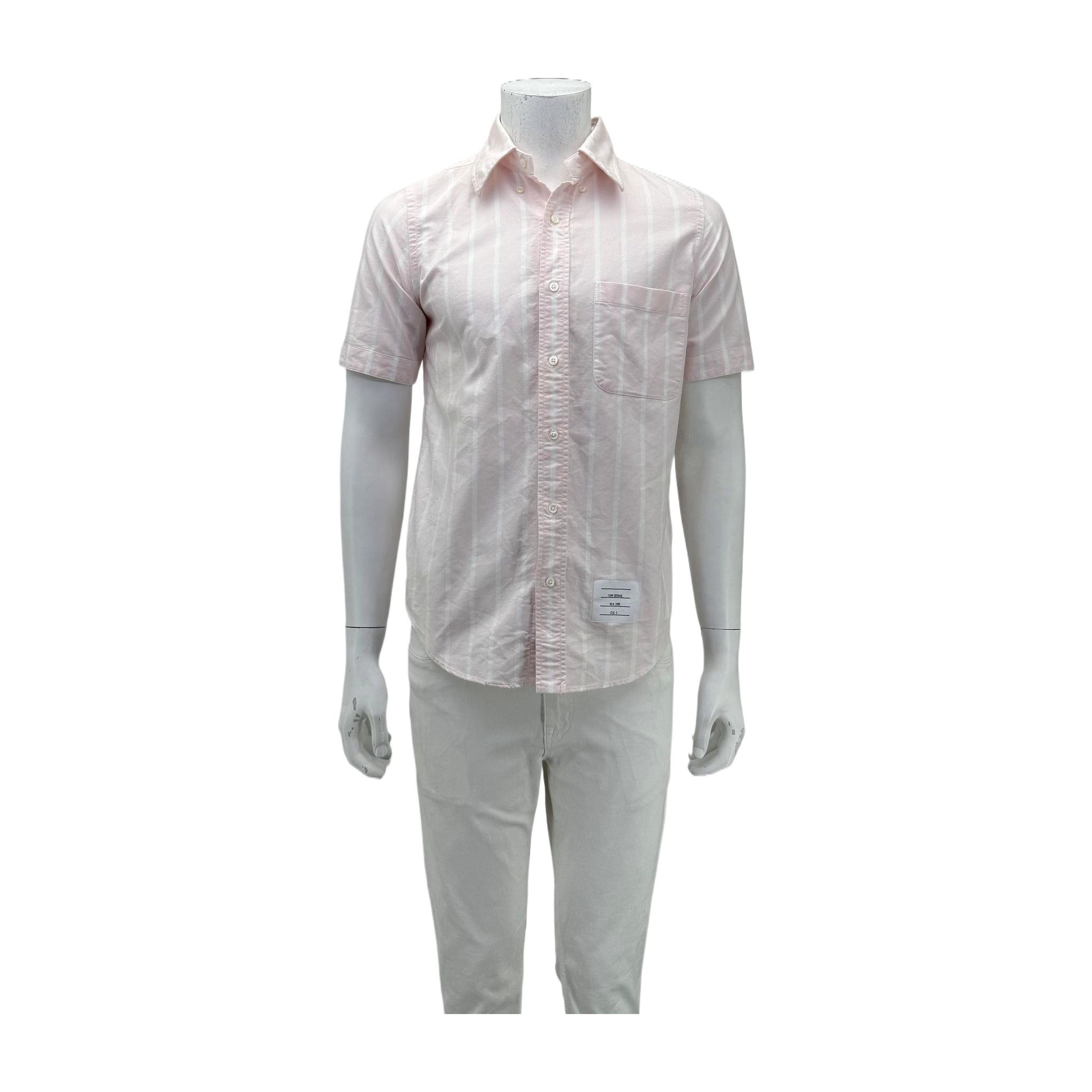 Thom Browne Thom Browne Pink Striped Short Sleeve Shirt Size 0 Size US XS / EU 42 / 0 - 1 Thumbnail