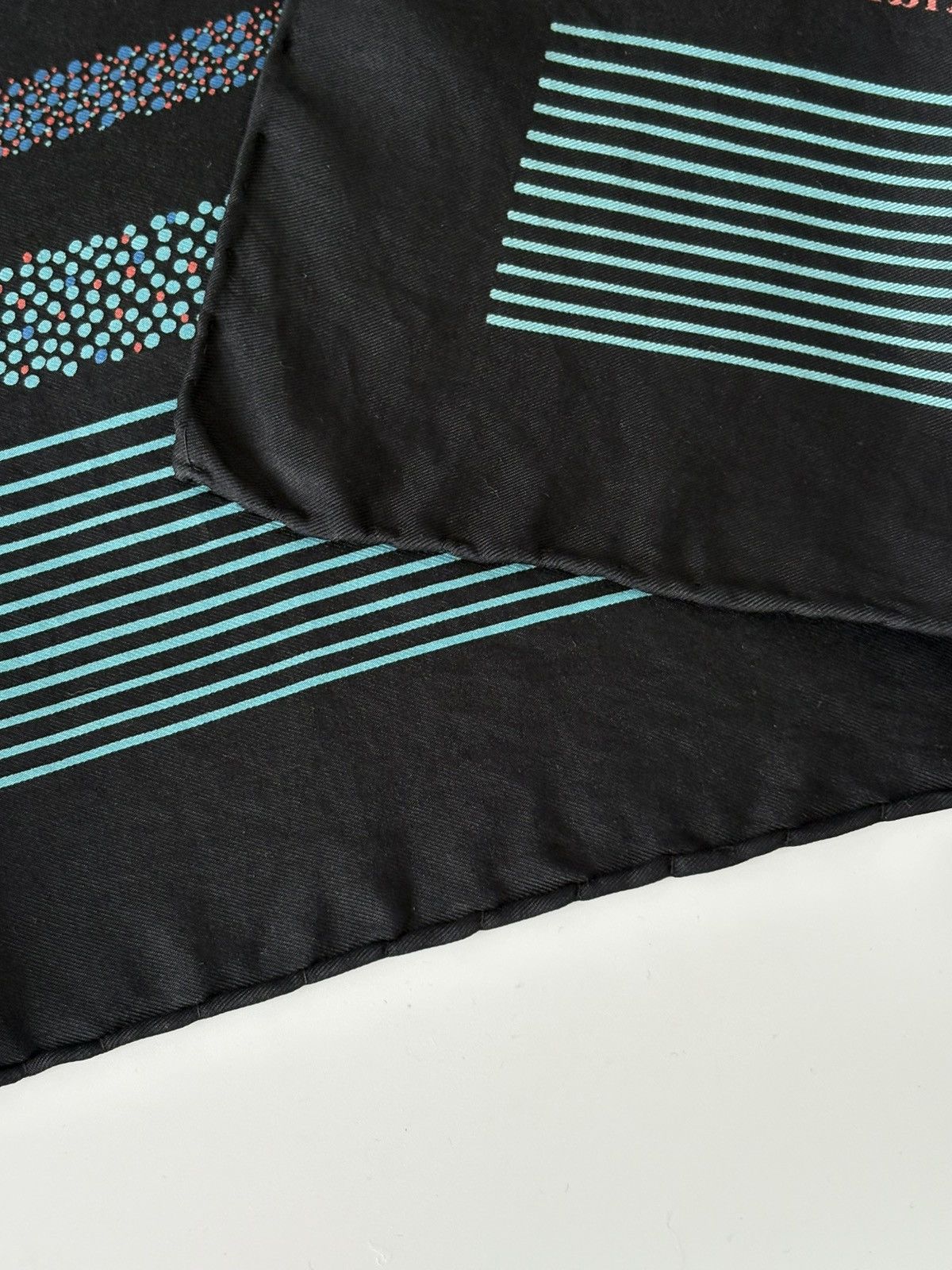 Christian Dior Monsieur Christian Dior Vintage Silk Striped Scarf Blue Black Scarves Size ONE SIZE - 7 Thumbnail