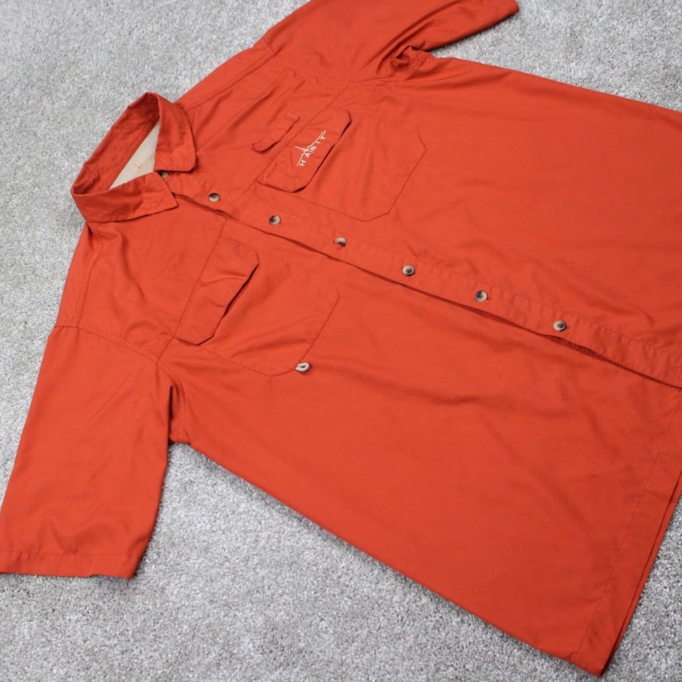 Habitat Habit Shirt Mens Large Mecca Orange Vented Fishing Performance S/S Button Down Size US L / EU 52-54 / 3 - 6 Thumbnail