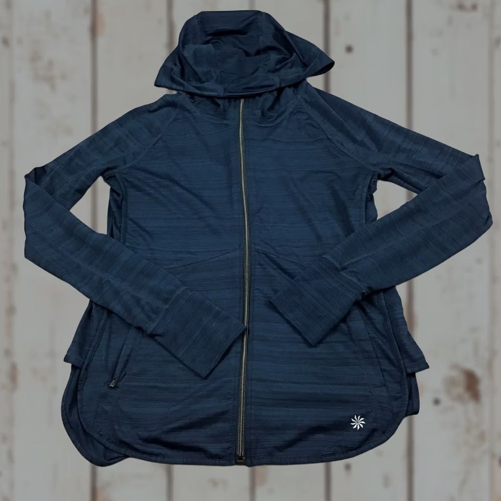 Athleta Athleta Jacket Women S Blue Full Zip Hooded Pockets Stretch Softshell Athletic Basic Jacket Athleisure Size S / US 4 / IT 40 - 1 Thumbnail