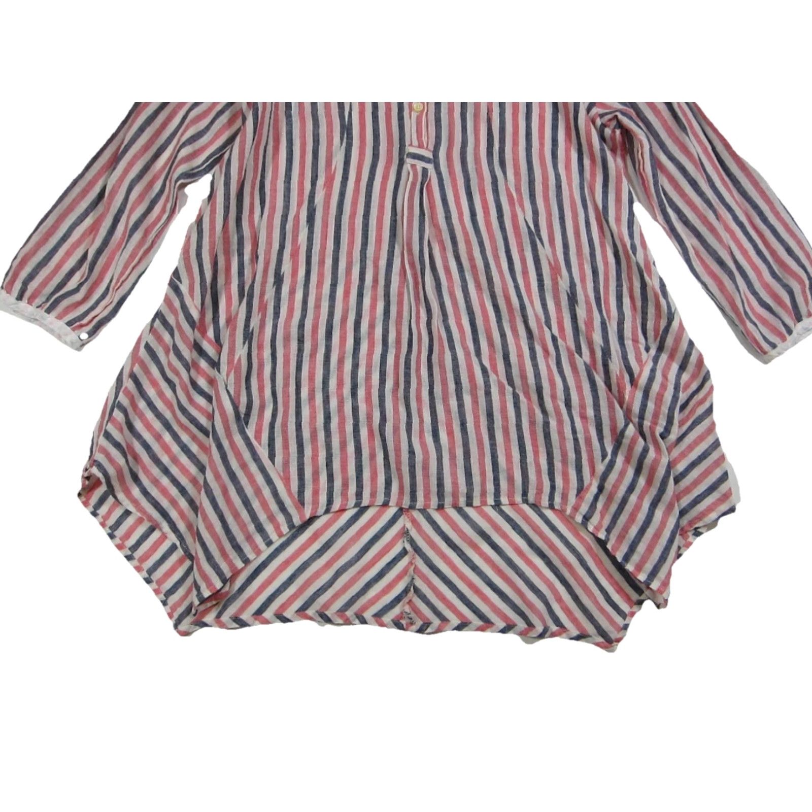 Anthropologie Isabella Sinclair Anthropologie Blouse Top 3/4 Sleeve Stripe Linen Pink Blue S Womens Regular Short Sleeve Pink Stripe 20s 30s 40s 50s 60s 70s 80s 90s Size S / US 4 / IT 40 - 5 Thumbnail