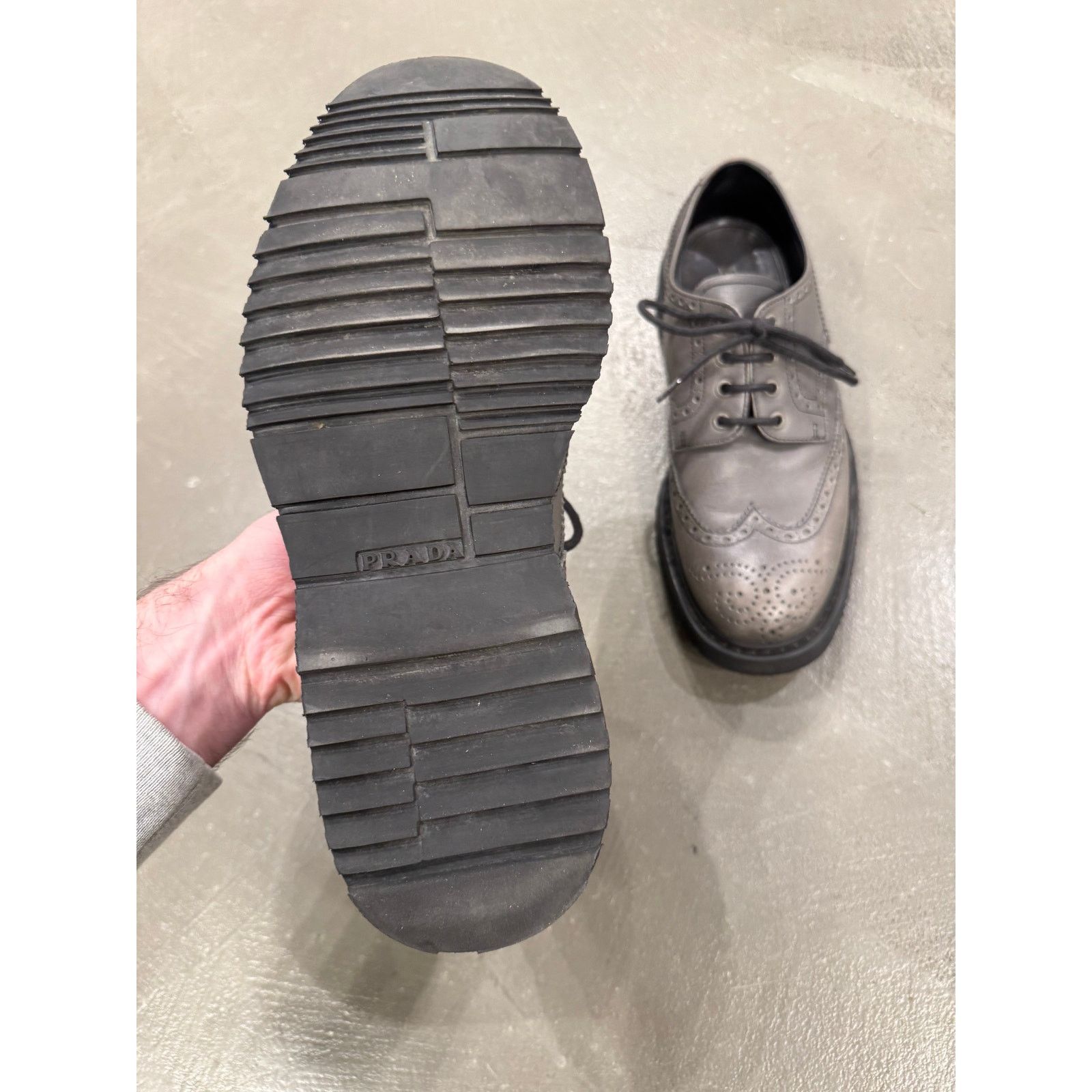 Prada 2000s Prada grey leather derby shoes Size US 12 / IT 42 - 8 Thumbnail
