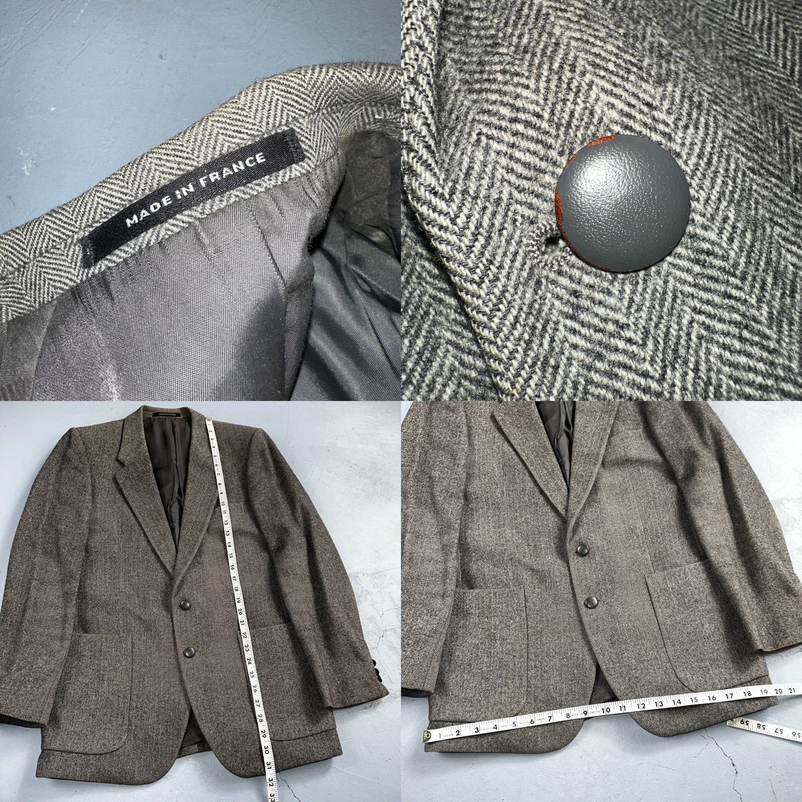Yves Saint Laurent VINTAGE Saint Laurent Gray Tweed Blazer 38 Men’s Two-Button Regular Fit 80s Size 38R - 8 Thumbnail