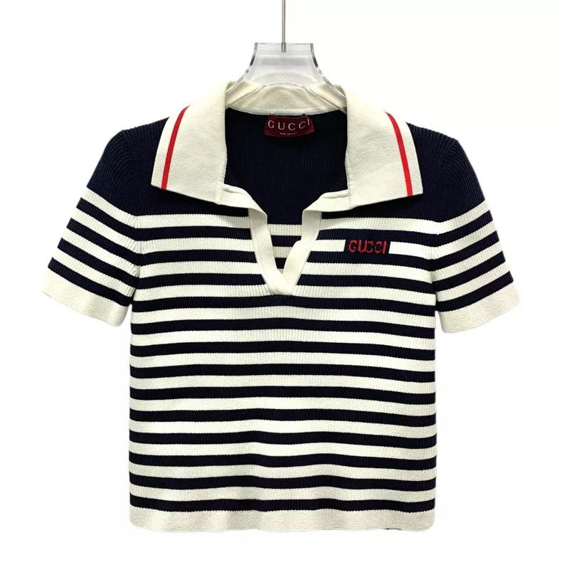 Gucci Gucci Colour-blocking logo striped cotton lapel short-slee Size M / US 6-8 / IT 42-44 - 1 Thumbnail