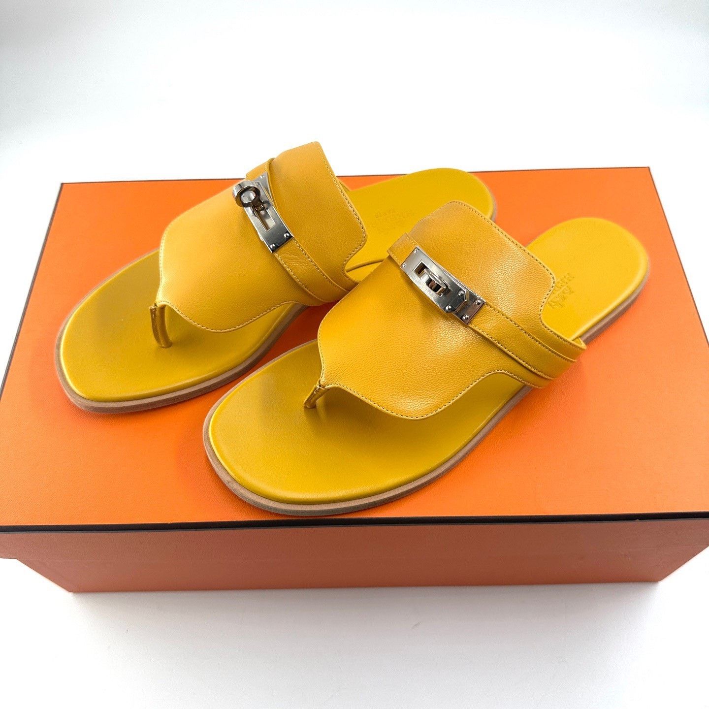 Hermes HERMES Kelly Silver Buckle Thong Sandals Size US 6 / IT 36 - 1 Thumbnail