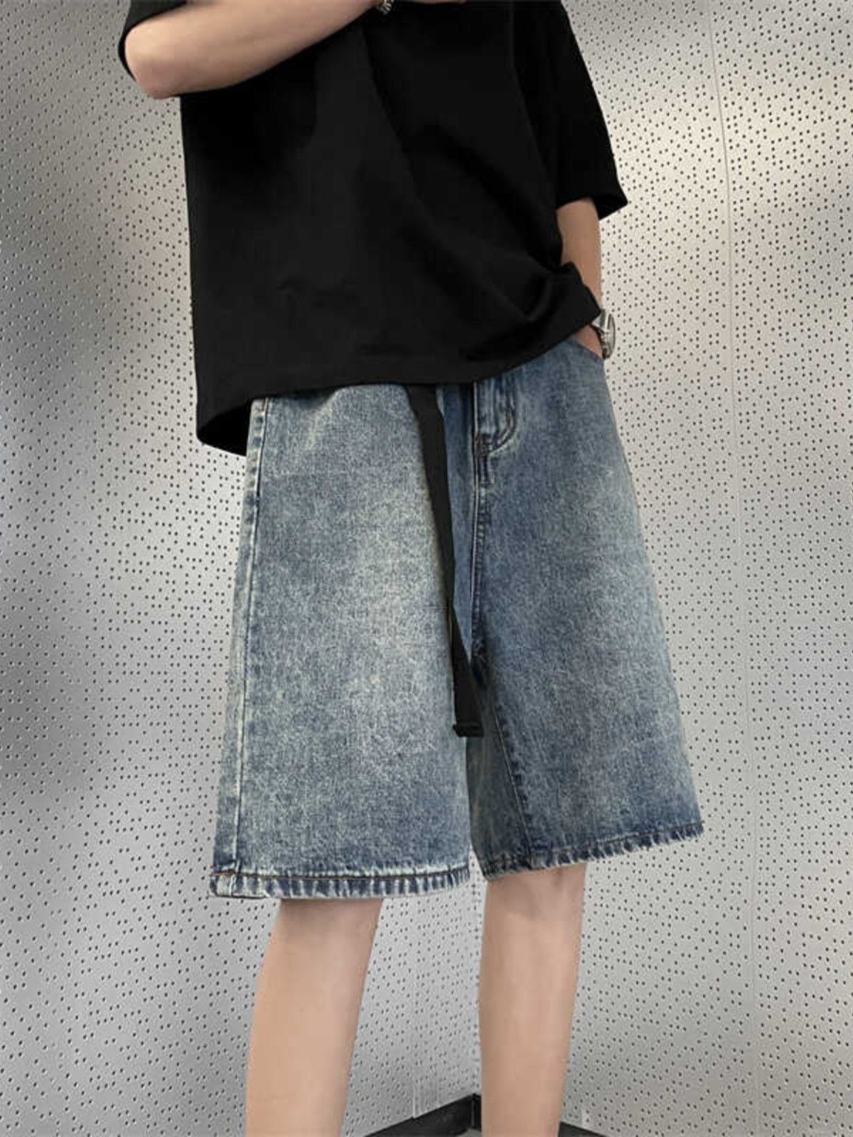 Japanese Brand × Jean Retro versatile washed straight leg denim shorts Size US 32 / EU 48 - 4 Thumbnail