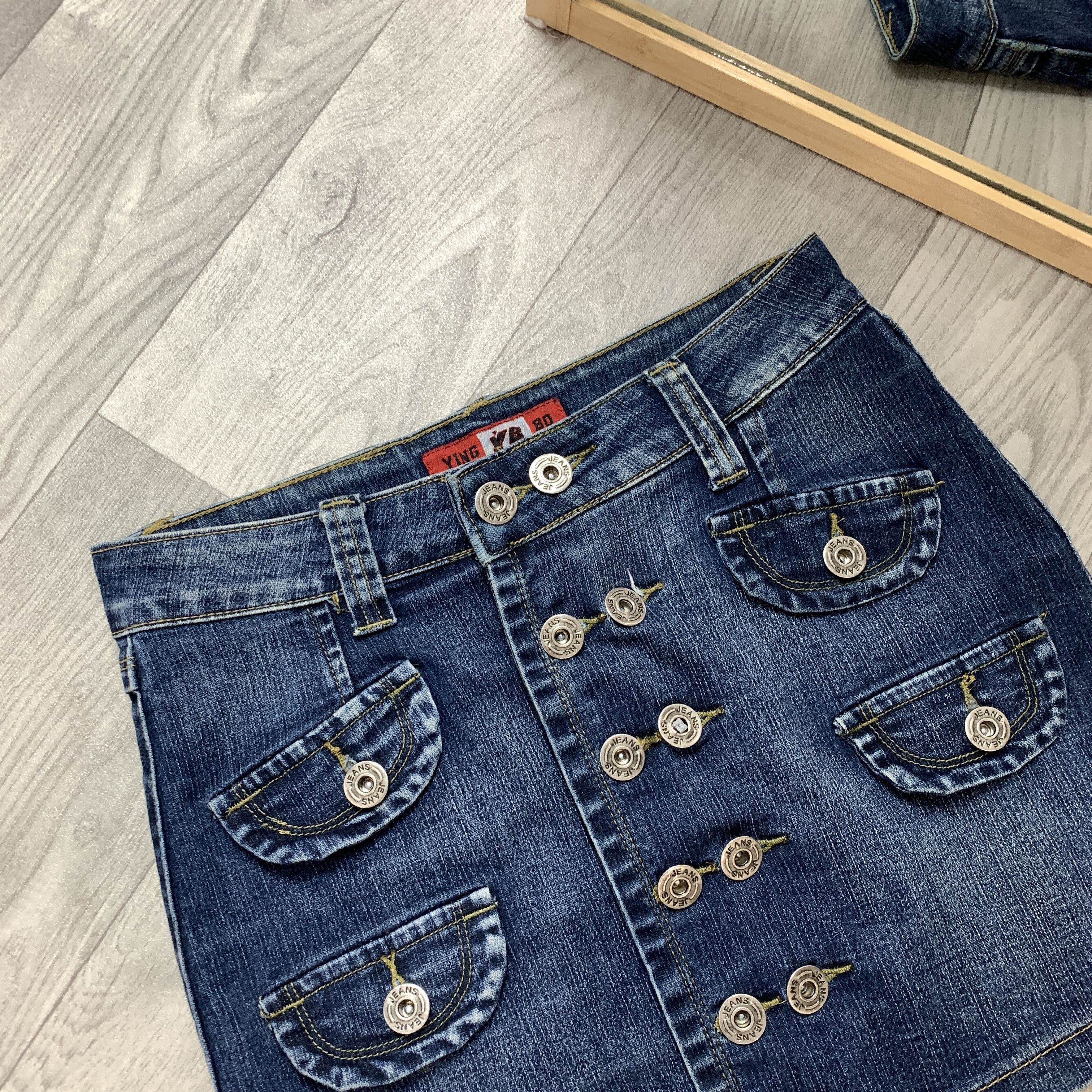 Japanese Brand Vintage Y2K Japanese Avantgarde Low Rise Denim Mini Skirt Size 26" / US 2 / IT 38 - 4 Thumbnail