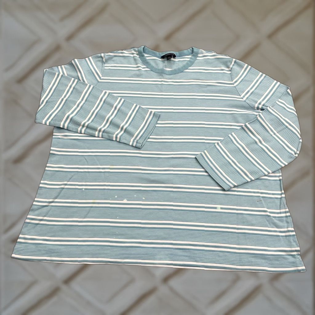 Lands' End Lands' End Women's 2XL Green White Striped Long Sleeve Basic T-Shirt Crew Neck Size XXL / US 16-18 / IT 52-54 - 1 Thumbnail