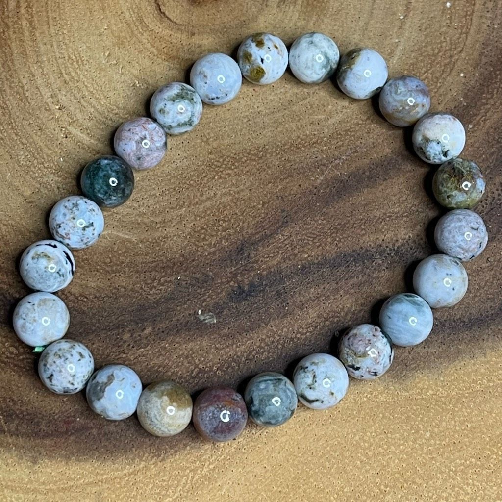 Other Ocean jasper beaded stretch bracelet ONE NEW reiki meditation crystal healing 8mm Size ONE SIZE - 6 Thumbnail