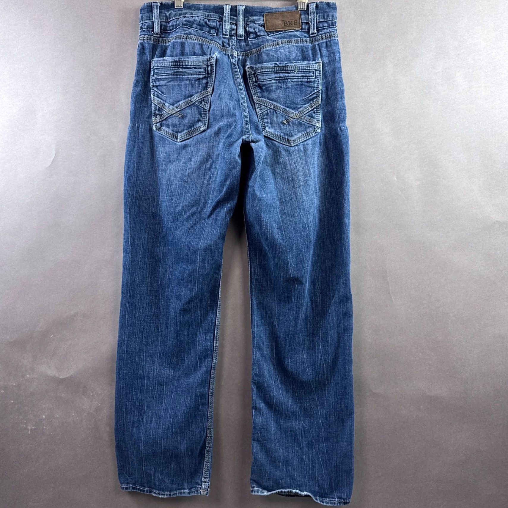 Vintage Buckle BKE Jeans Mens 30x32 Blue Jake Denim Pant Distress Washout Faded Tag32R Size US 32 / EU 48 - 3 Thumbnail