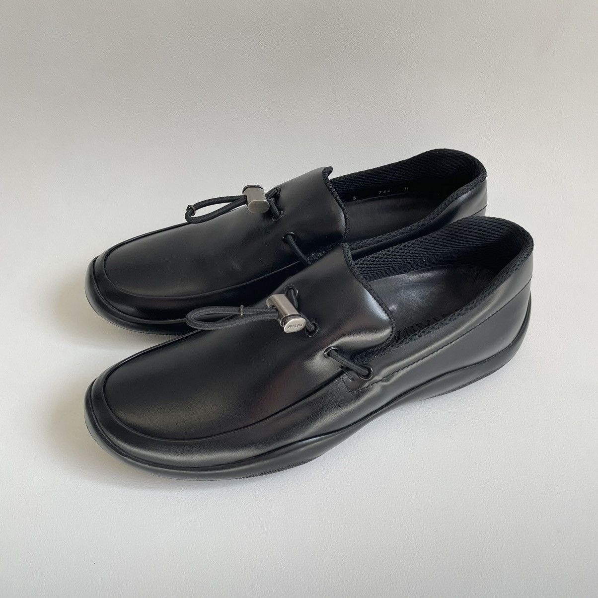 Prada Black Leather ‘Bunjee Cord’ Loafers Size US 9 / EU 42 - 9 Thumbnail
