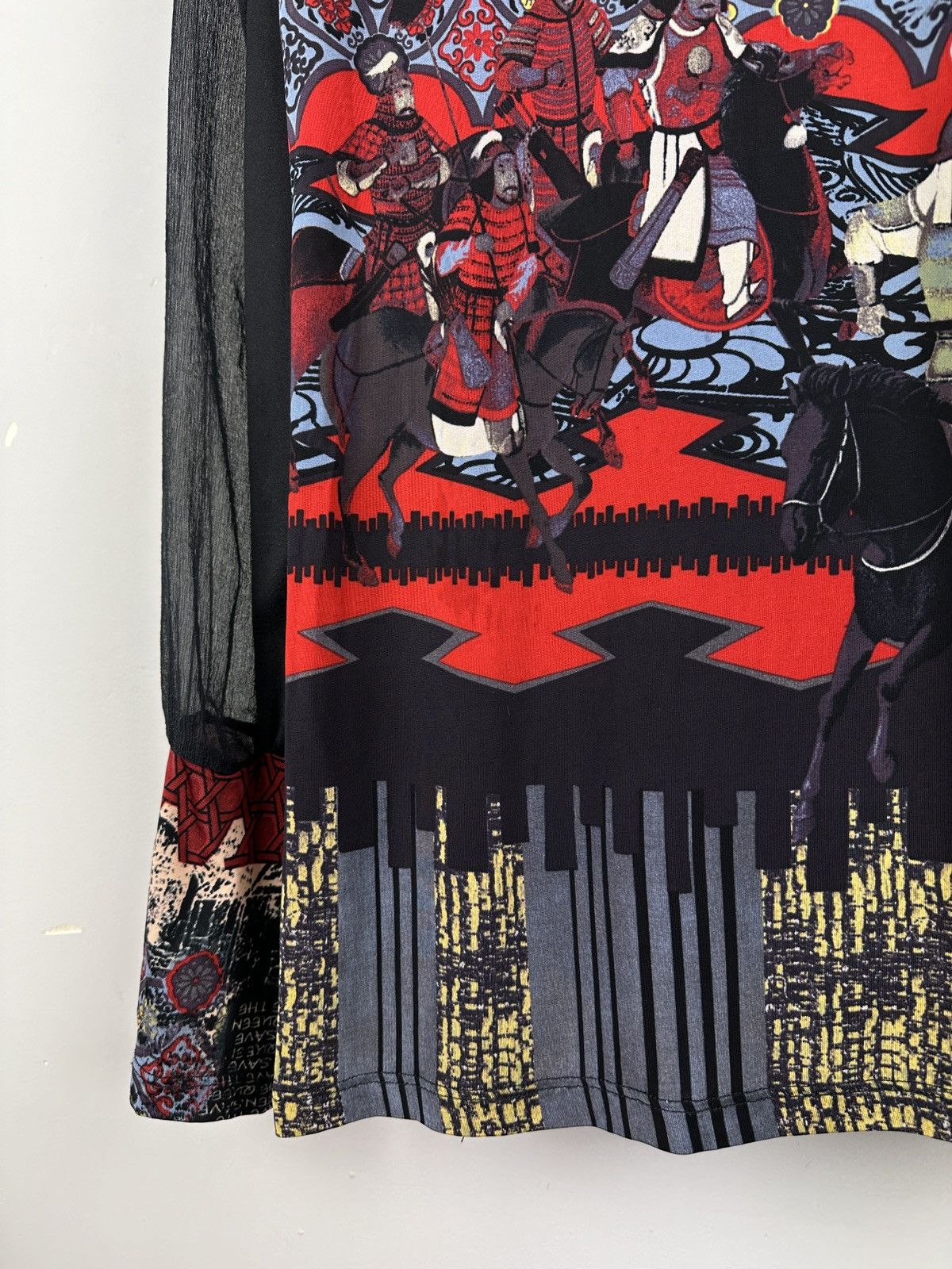 Designer × Japanese Brand Save The Queen Samurai Print Japanese Style Mesh Top Blouses Size XL / US 12-14 / IT 48-50 - 16 Thumbnail