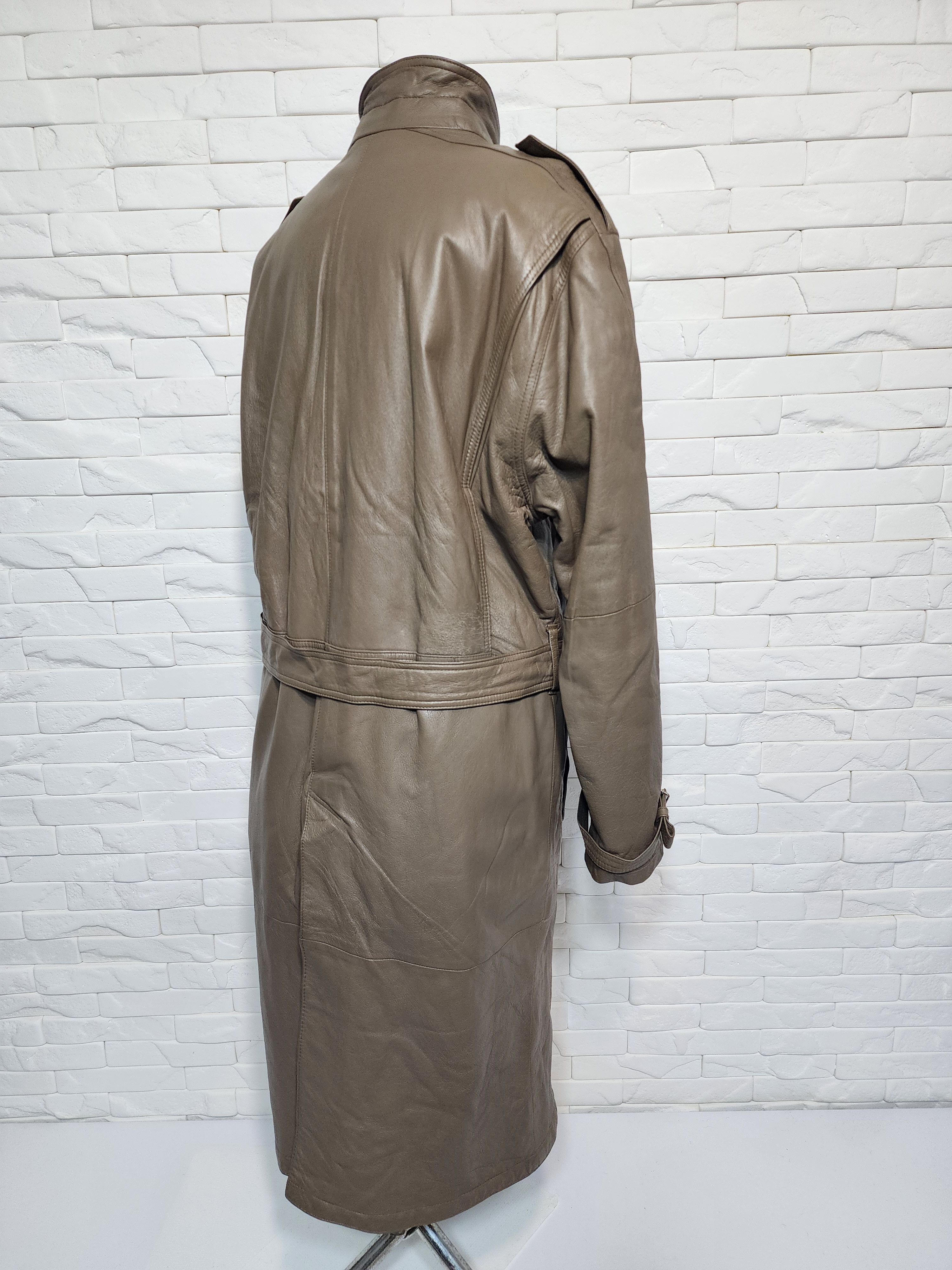 Designer Gray Genuine Leather Men's Coat with Belt Size US XXL / EU 58 / 5 - 5 Thumbnail