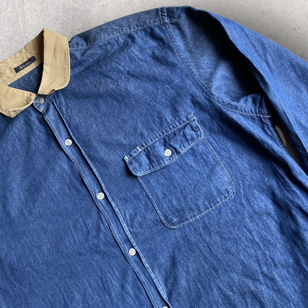 Yohji Yamamoto Y’s For Men contrast Collar and Cuff Oversized Shirt Size US M / EU 48-50 / 2 - 2 Thumbnail