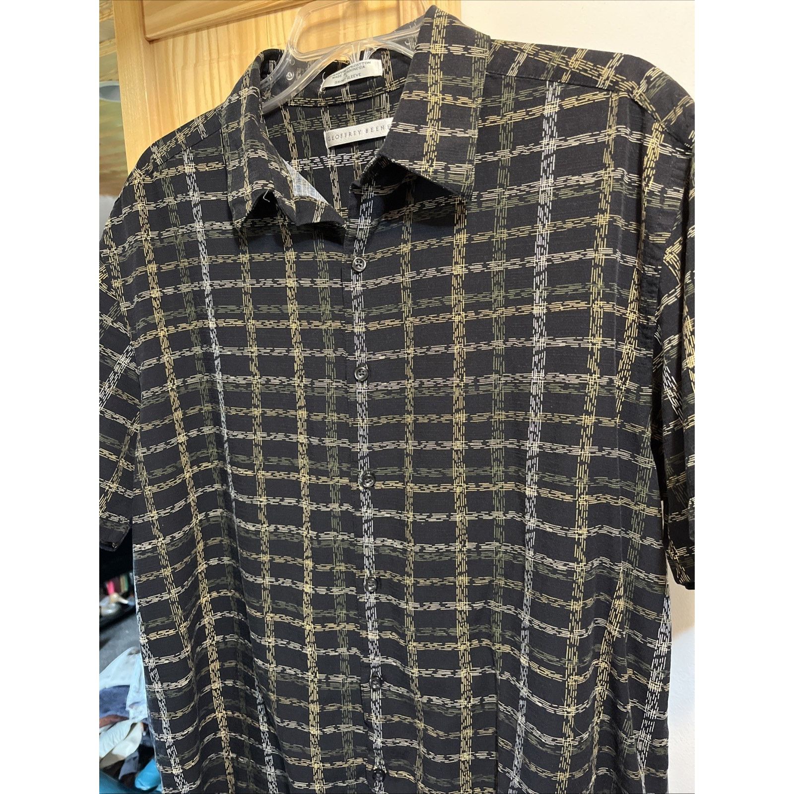 Geoffrey Beene Geoffrey Beene Shirt Mens L Black Geometric Hawaiian Shirt Size US L / EU 52-54 / 3 - 6 Thumbnail