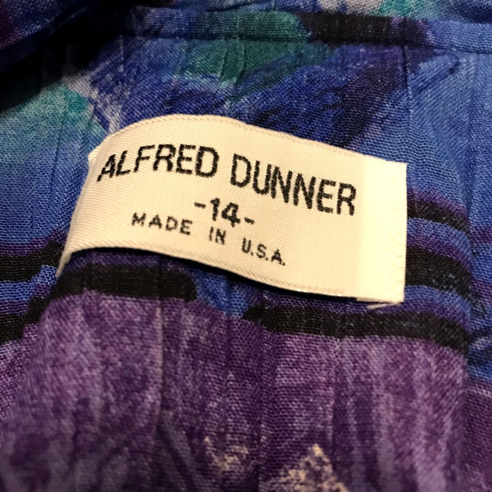 Vintage VINTAGE Alfred Dunner Cardigan Womens 14 Long Sleeve Knit Cotton Blend Geometric Shoulder Pads Blue Green 90s Casual Womens Size XL / US 12-14 / IT 48-50 - 2 Thumbnail