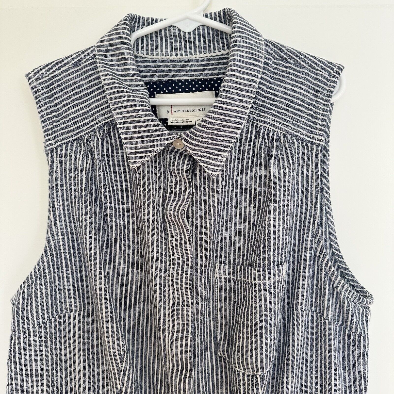 Anthropologie Anthropologie Collared Jumpsuit Shorts Cotton Linen US 4 Size 27" / US 4 / IT 40 - 2 Thumbnail